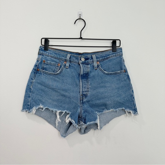 Levi's 501 Original Fit High Rise Jean Shorts Distressed size 28 - Picture 1 of 6